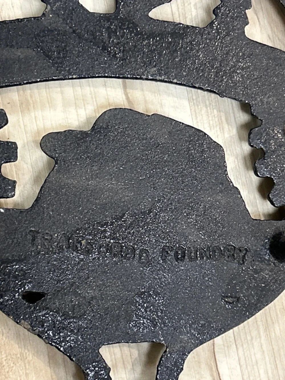 Vintage Trafford Foundry cast-iron commemorative trivet